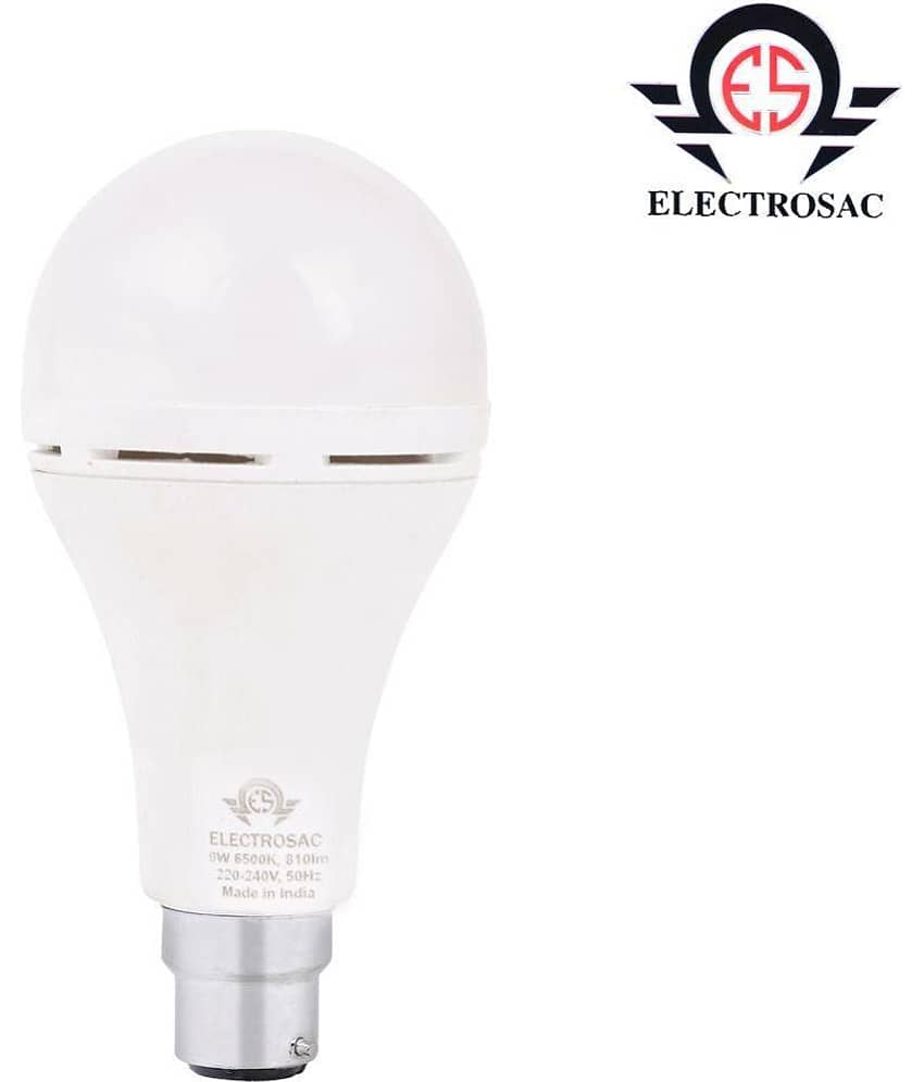 ELECTROSAC 9W Emergency Light Ac Dc Rechargeable Inverter LED Bulb Automatic White - Pack of 1
