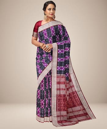 Navy blue multicolour silk handwoven sambalpuri saree