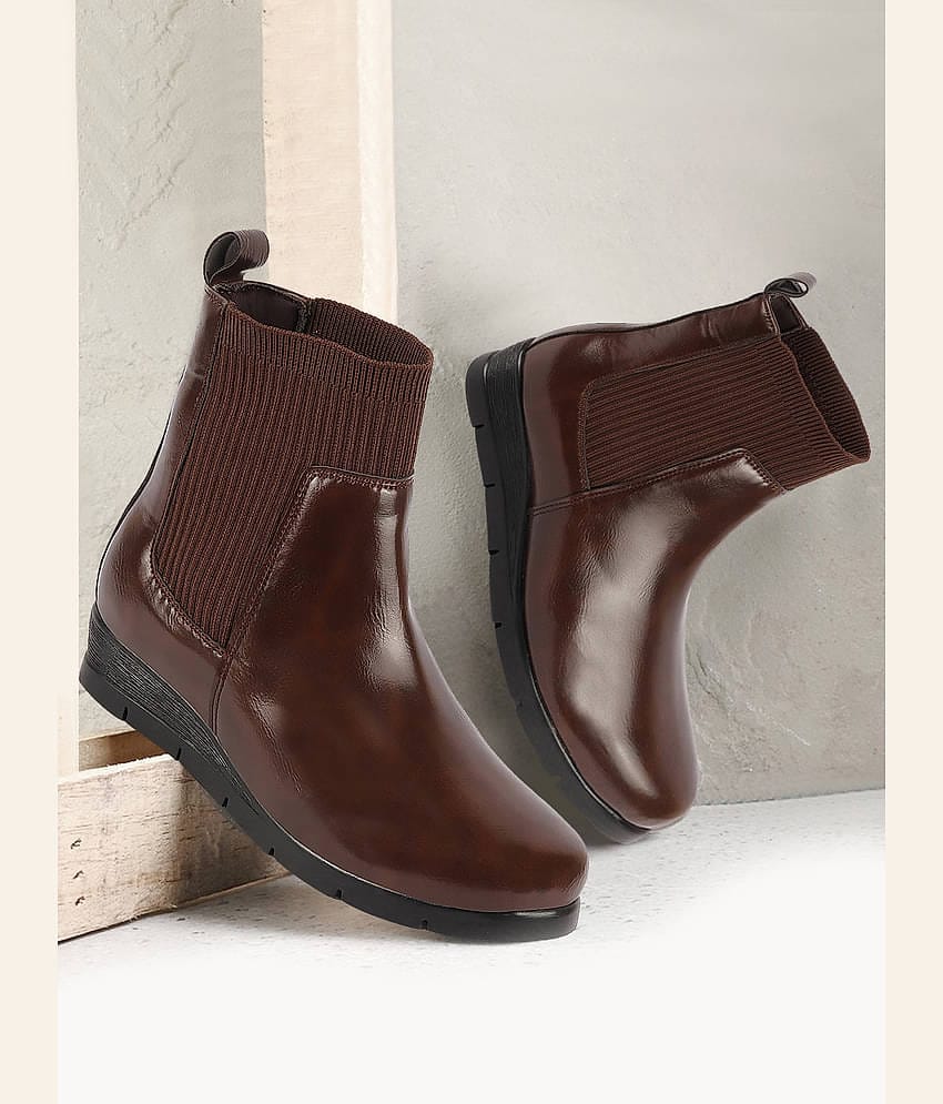 Fausto Brown Women's Mid Calf Length Boots