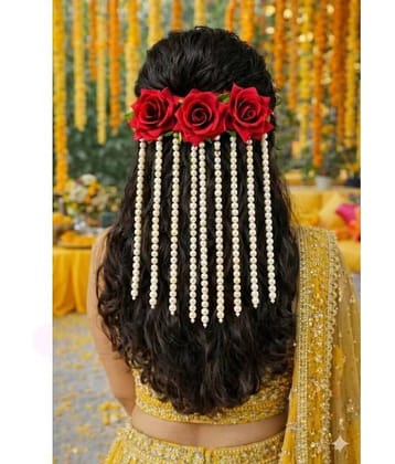 THRIFTKART Red Women's Hair Ribbons ( Pack of )