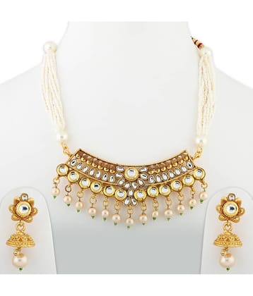 Silver Shine Alloy Golden Choker Gold Plated Necklaces Set