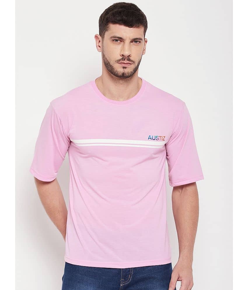 AUSTIZ Pack of 1 Cotton Blend Regular Fit Men's T-Shirt ( Peach )