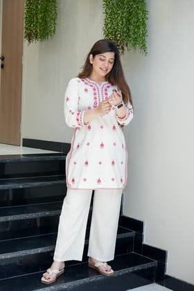 Aadhya Red Thread Detailing Co ord Sets-XXL