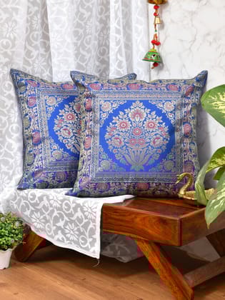 Set of 2 Banarasi Zari Cushion Cover - 16X16 Inches11100820-Banarasi Zari / 16X16 Inches / Square