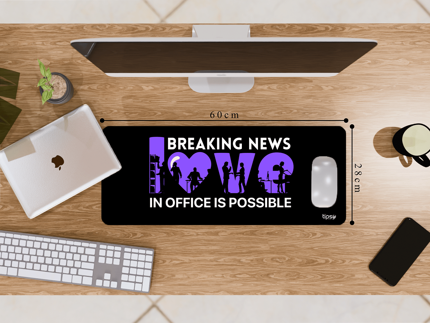 "BREAKING NEWS : LOVE IN OFFICE IS POSSIBLE"– Valentine’s Special Edition Mousepad-Medium (28CM X 60CM) / Purple