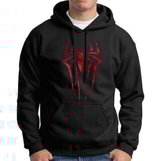 HIT SQUARE Mens Black Graphic Hoodie Full Sleeve Pullover with Adjustable Hood & Front Pocket