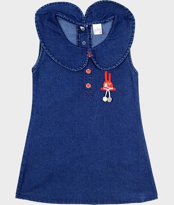 Me N My CLOSET Denim Frock For Girls ( Pack of 1 , Blue )
