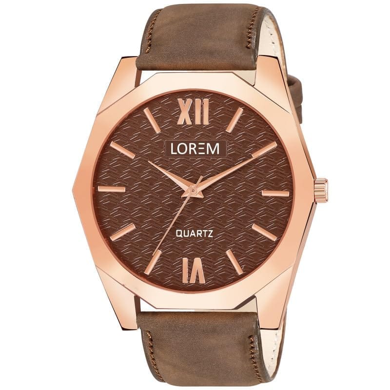 LOREM Brown 3D Embossed Dial Analog Watch for Men LR83-UF