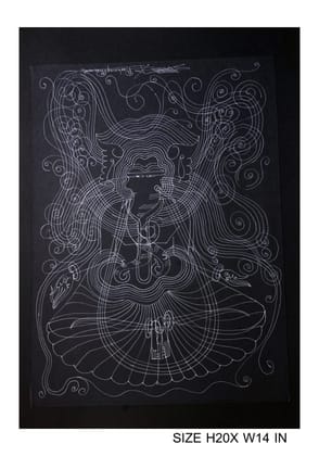 Beautiful Surpur Line Art Painting Mixed Media On Paper