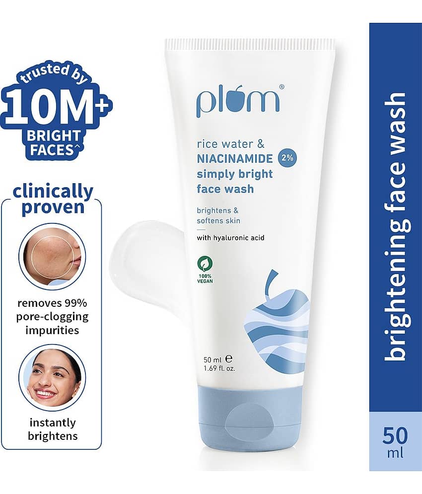 Plum 2% Niacinamide With Rice Water For Bright, Soft Skin | Non-drying, Gentle Face Wash (50 ml)