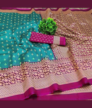 Kanooda Prints Art Silk Printed Saree With Unstitched Blouse Piece ( Red )