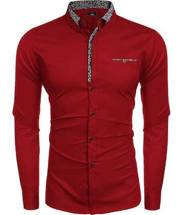 WEBRIC Cotton Blend Regular Fit Full Sleeves Men's Formal Shirt - Wine ( Pack of 1 )