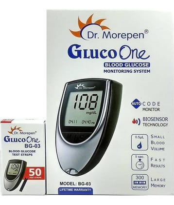 Dr. Morepen BG03glucometer & 50 Sugar Test Strips
