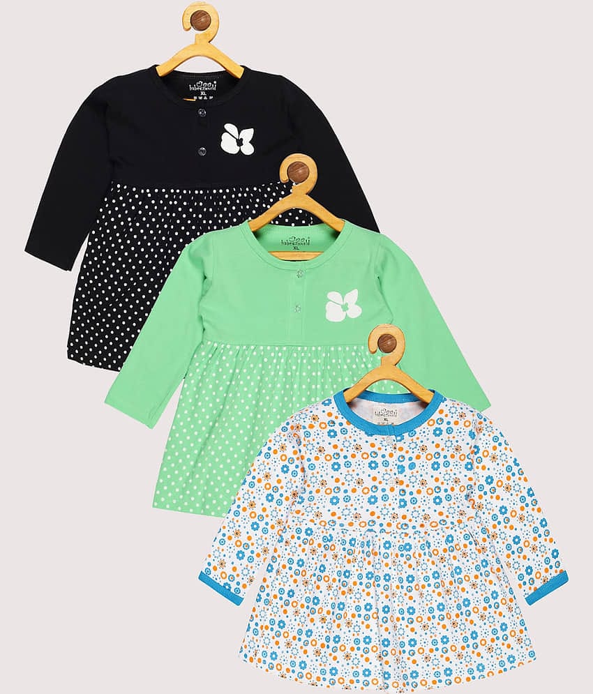 Babeezworld Pack of 3 Baby Girls Cotton Frock ( Multi )