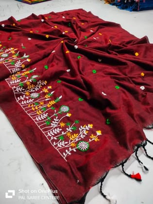khadi cotton embroidery design saree