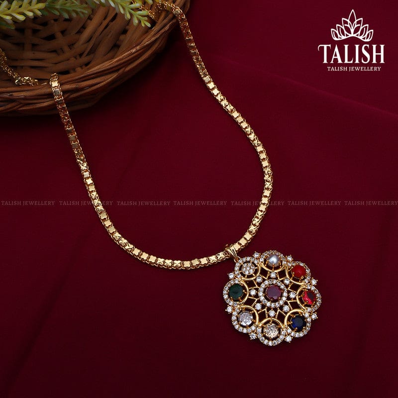 Elegant Multicolor Gemstone Pendant Necklace - Gold Plated Chain