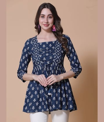 GOD BLESS - Blue Rayon Women's A-Line Top ( Pack of 1 )