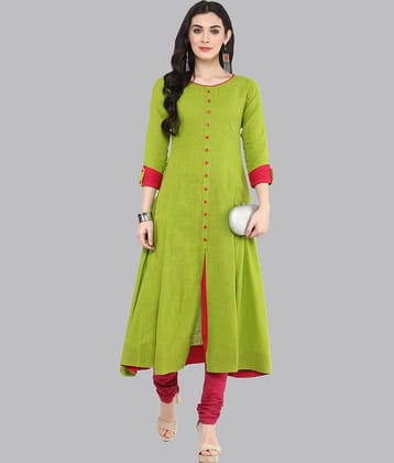 Yash Gallery - Pink Cotton Women's Front Slit Kurti ( Pack of 1 )