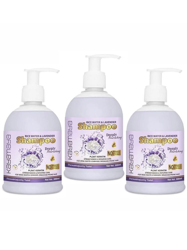 Rice Water Shampoo with Rice Water, Rice Keratin & Lavender Oil - Pack of 3