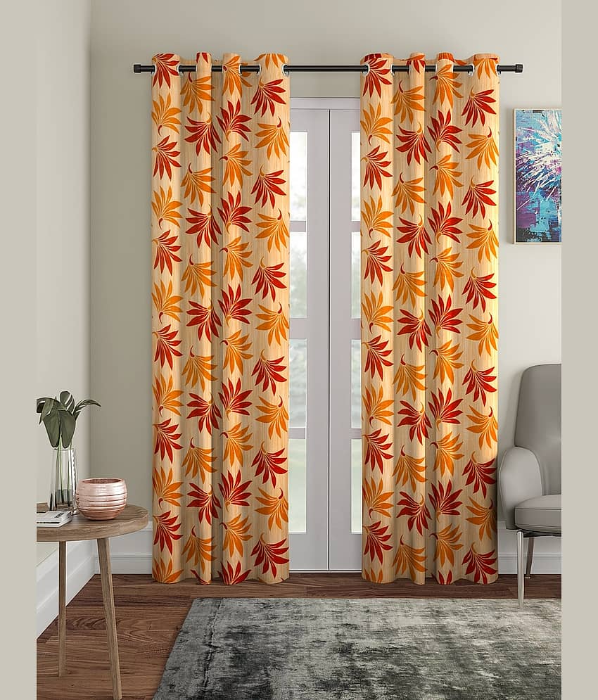 Cortina - Nature Printed Room Darkening Eyelet Curtain-5 Ft-pack of 2