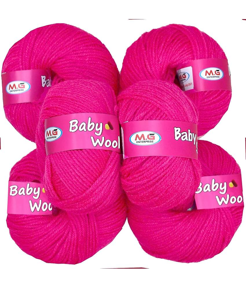 100% Acrylic Wool  Magenta 6 Pc Baby Wool 4 ply Wool -TA Art-GG