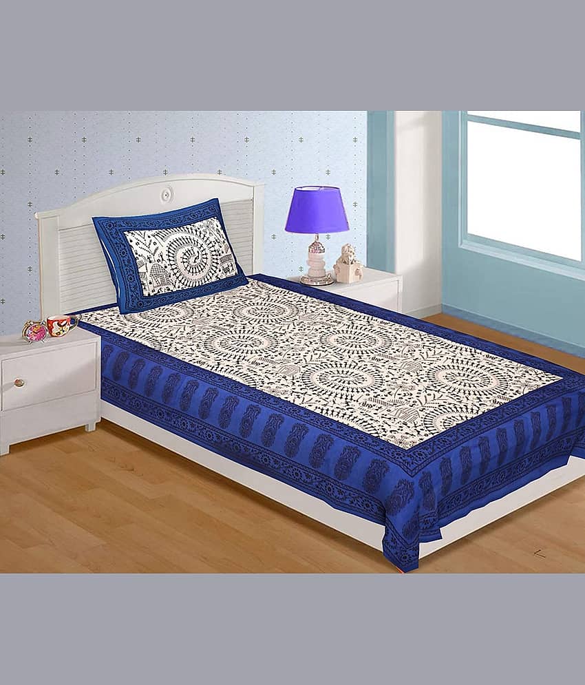 Uniqchoice Cotton Single Bedsheet ( Blue )