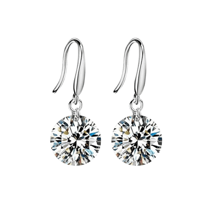 Silver Plated Austrian Crystal Drop Earrings for Women & Girls-Silver & White