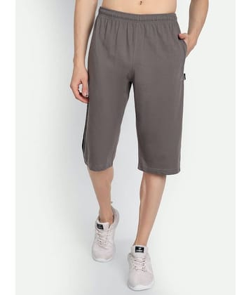 Zeffit - Grey Cotton Blend Men's Three-Fourths ( Pack of 1 )