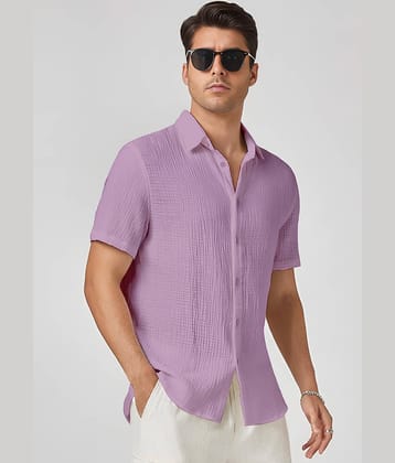 color bucket Cotton Blend Regular Fit Popcorn Textured Half Sleeves Men's Casual Shirt - Pink ( Pack of 1 )