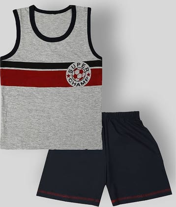 CATCUB Pack of 1 Boys Cotton T-Shirt & Shorts Set ( Gray )