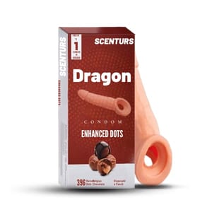 SCENTURS 10 Inch Dragon Condom Reusable Chocolate Flavour, Intense Sensation Realistic Skin Feel & Safe Protection Comfortable Pack of 1 Pcs