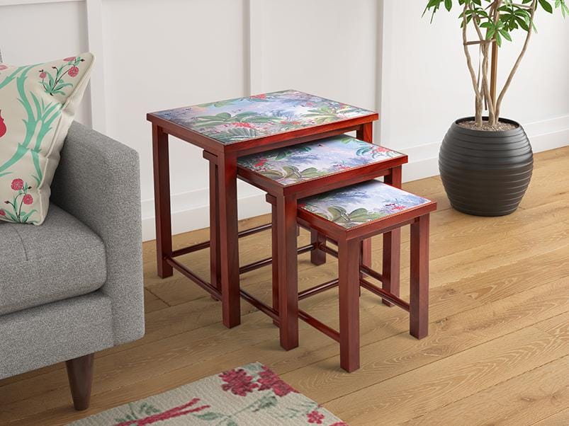 India Circus Tropical View Nesting Table - By Krsnaa Mehta