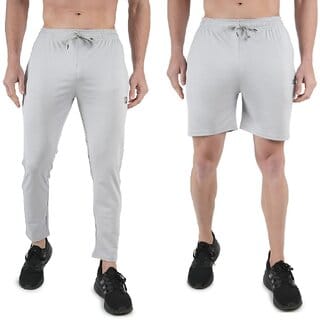 Kwings Mens Lower & Short Combo Pack (Pack of 2) Lycra blend Plain sports wear Bottoms