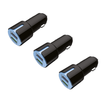 Walta Elite Panache 1 Car Charger 3.4A, 2 USB Car Charger with Micro USB Cable- Black (Pack of 3)