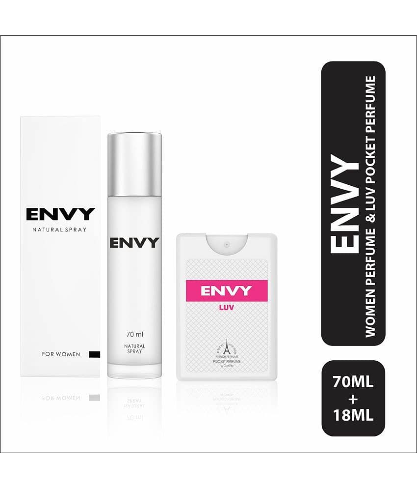 Envy Natural Perfume Spray 70ml & Luv Pocket Perfume 18ml for Women (Pack of 2)