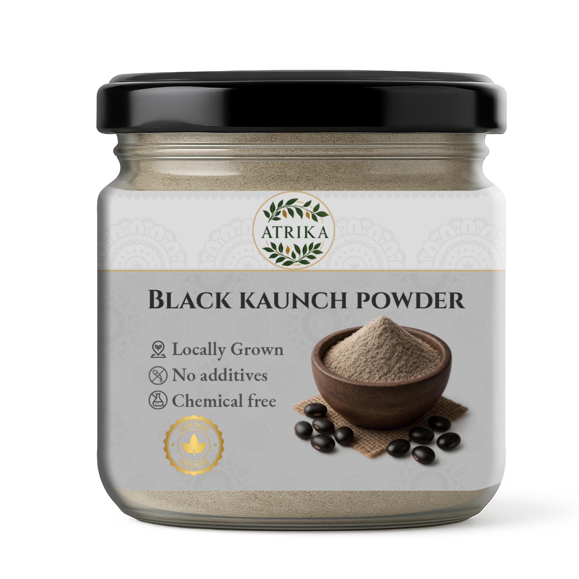 Atrika Black Kaunch Seeds Powder 125g | Kala Kaunch Beej Powder for Vitality & Strength | Pure Alkushi Seed Powder
