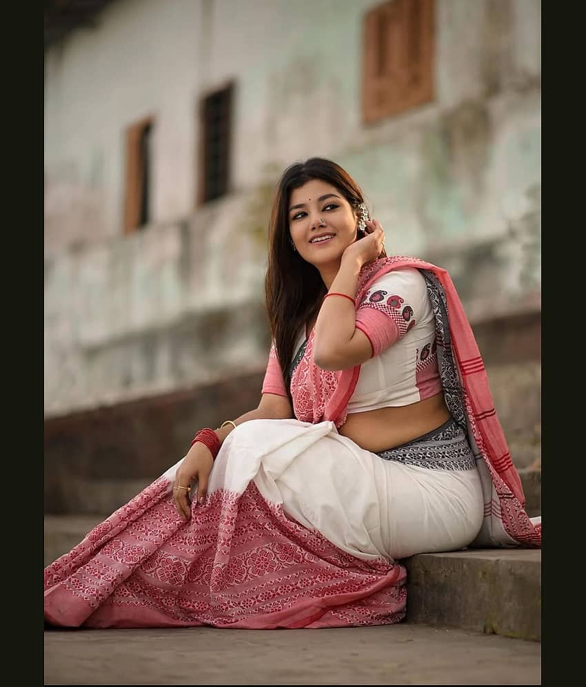 SARADA HANDLOOM Cotton Silk Woven Saree With Unstitched Blouse Piece ( White )