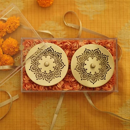 GULMOHAR CELEBRATION BOX (GIFT BOX)-GOLD / BRASS / 2 NUT CASE