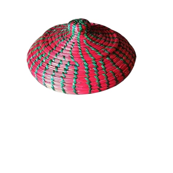 Handcrafted Sikki Grass Jewellery Box - Unique Bohemian Decorative Storage with Vibrant Pink and Green Spiral Pattern, Eco-Friendly Sustainable Design, Ideal for Jewelry and Small Treasures