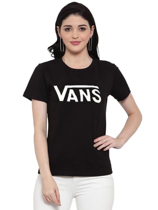 Women's Cotton Blend Vans Printed T Shirt S (Black)