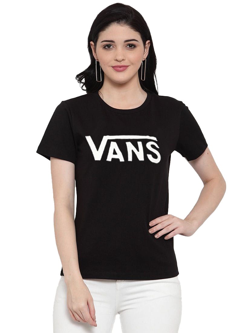 Women's Cotton Blend Vans Printed T Shirt S (Black)