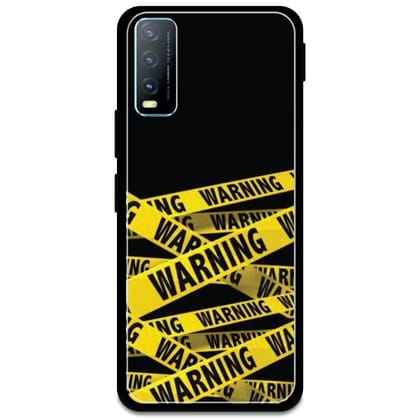 Warning - Glossy Metal Silicone Case For Vivo Models-Vivo Y20