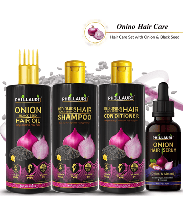 Red Onion Black Seed Complete Hair Routine Combo Shampoo Conditioner Oil Serum