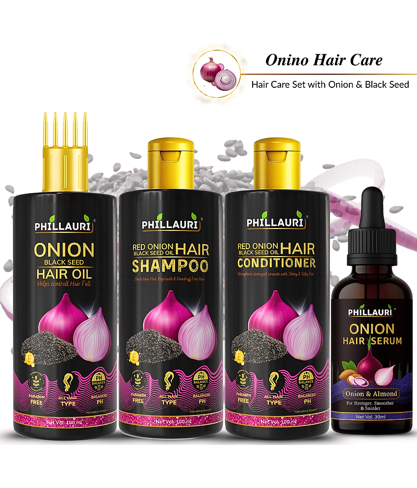 Red Onion Black Seed Complete Hair Routine Combo Shampoo Conditioner Oil Serum