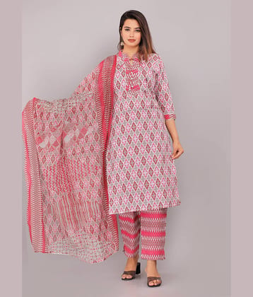 JC4U - Pink Straight Cotton Women's Stitched Salwar Suit ( Pack of 1 )