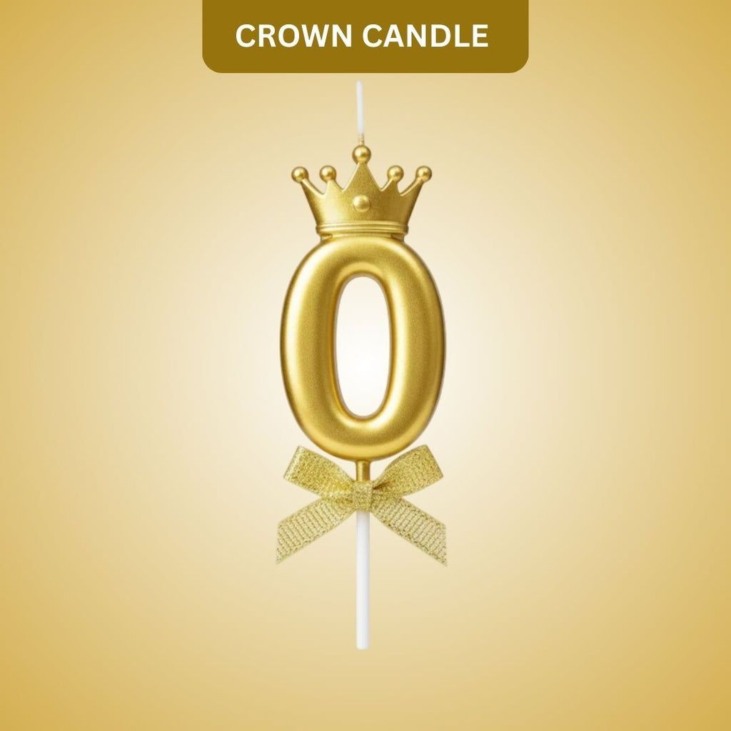 Golden Crown Numerical Candle No. 0 - Party and Festive Needs | Buy online on ZillyBuy