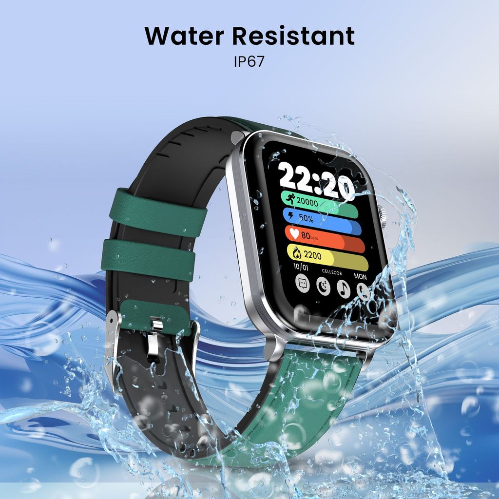 CELLECOR M9 Pro Blaze, 2.01" Amoled Display with Rotating Crown, Voice Assistance, Advanced Chipset, BT Calling, Fast Charge, 100+ Sports Mode & Watch Faces, Upto 5 Day Battery, IP67 (Green)