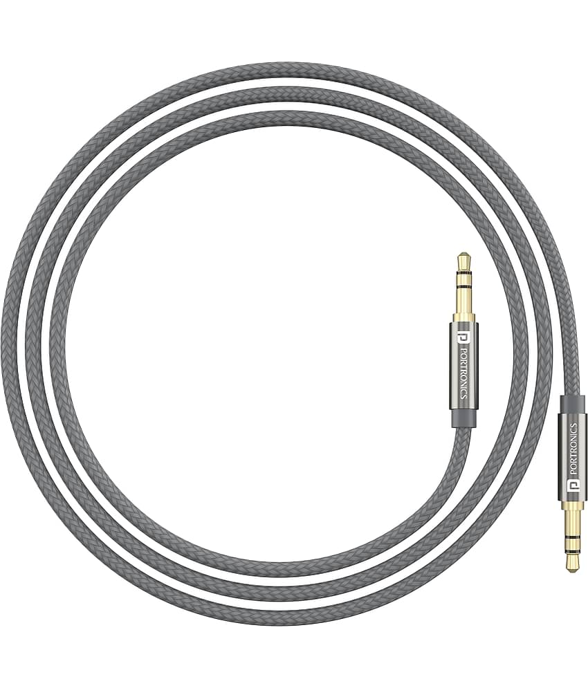 Portronics - Grey 3A Aux Cable 2 Meter