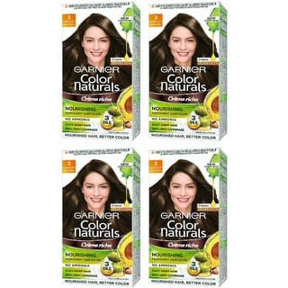 Garnier Color Naturals Cream Dark Brown 3 Hair Color - 70ml+60g (Pack Of 4)