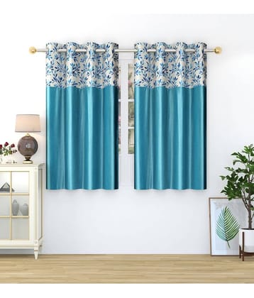 Homefab India Nature Blackout Eyelet Window Curtain 5ft (Pack of 2) - Turquoise